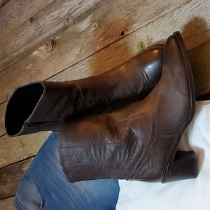 Eddie Bauer 8 1/2M brown side zip boots 👢 made in Italy #1162